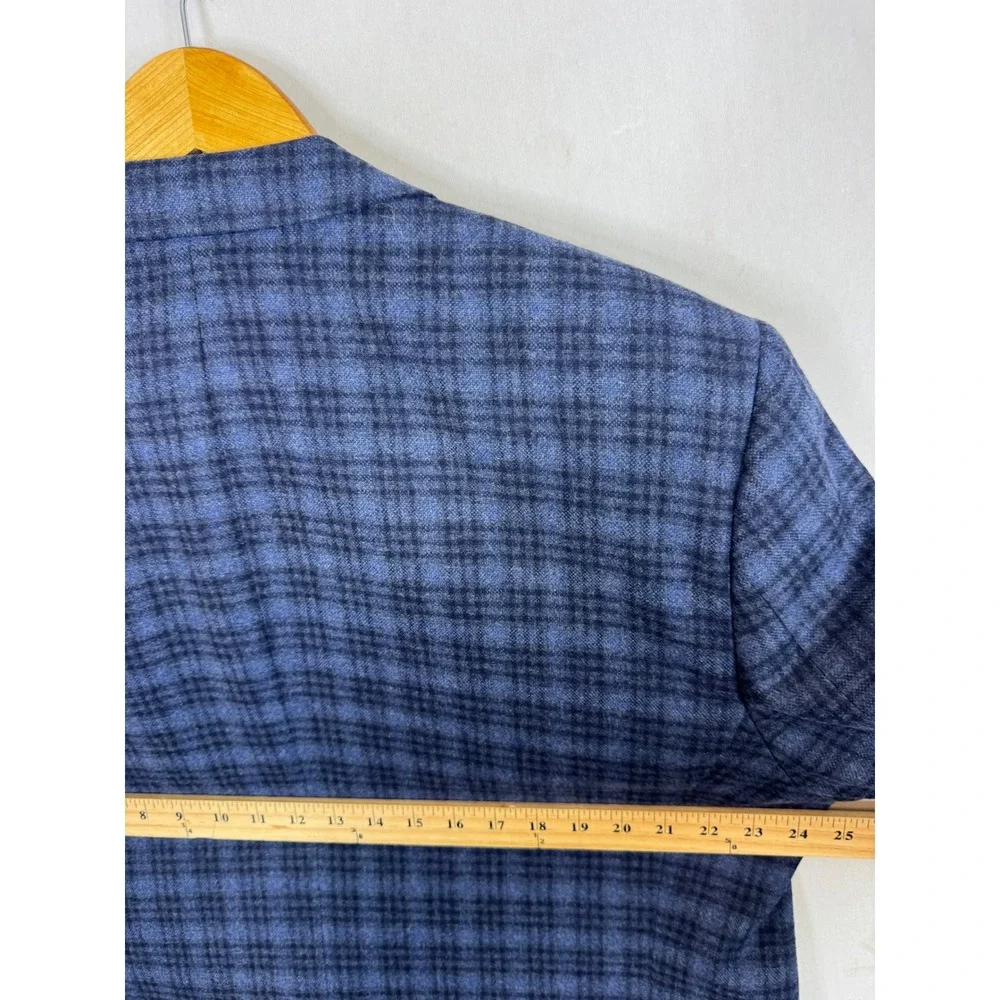 Tollegno 1900 Italy Grant King Wear Positano Blue Plaid Wool Blazer Men 48R